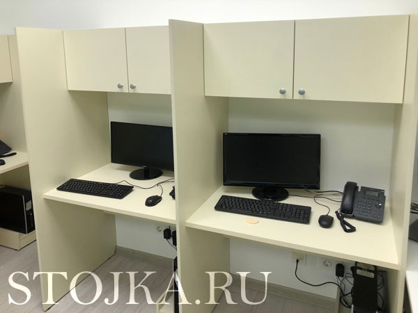 Столы перегородки колл центра с полками